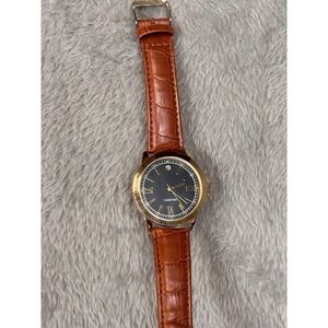 Accutime Watch Corp Stainless Steel‎ Caseback Gold Tone Black Face